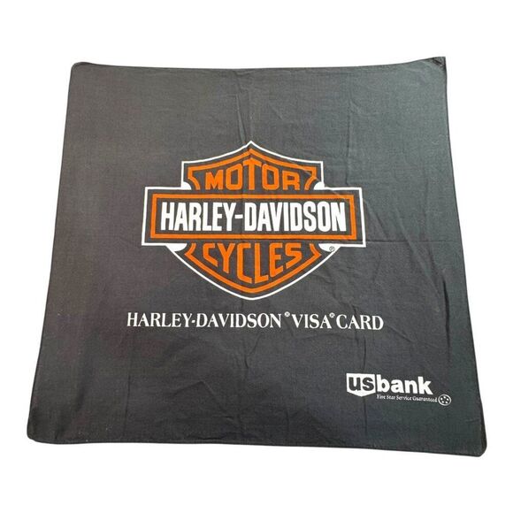 Harley-Davidson Bandana Black Cotton US Bank Logo Visa Credit Card Promo Biker - Picture 1 of 7